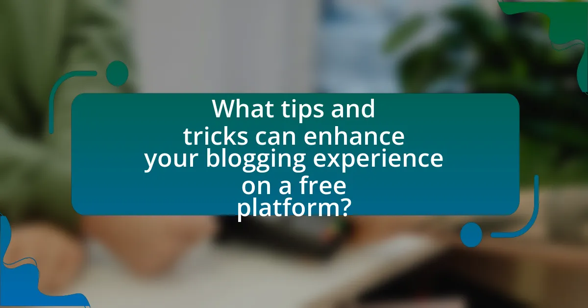 What tips and tricks can enhance your blogging experience on a free platform?