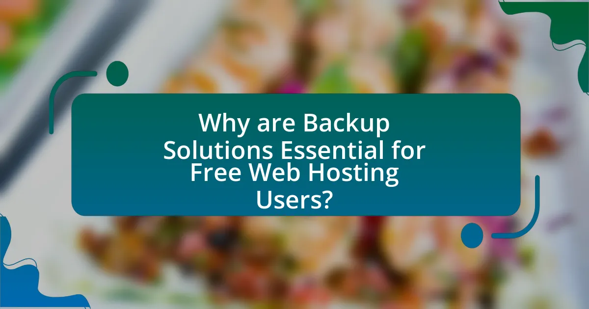 Why are Backup Solutions Essential for Free Web Hosting Users?